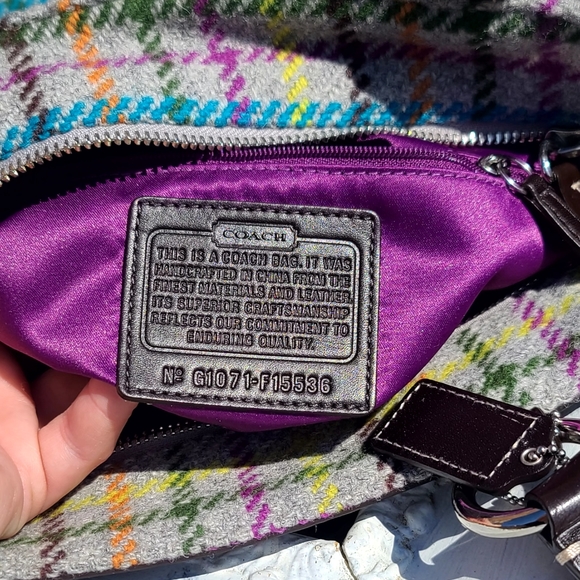 NWOT Coach plaid colorful satchel - Picture 9 of 10